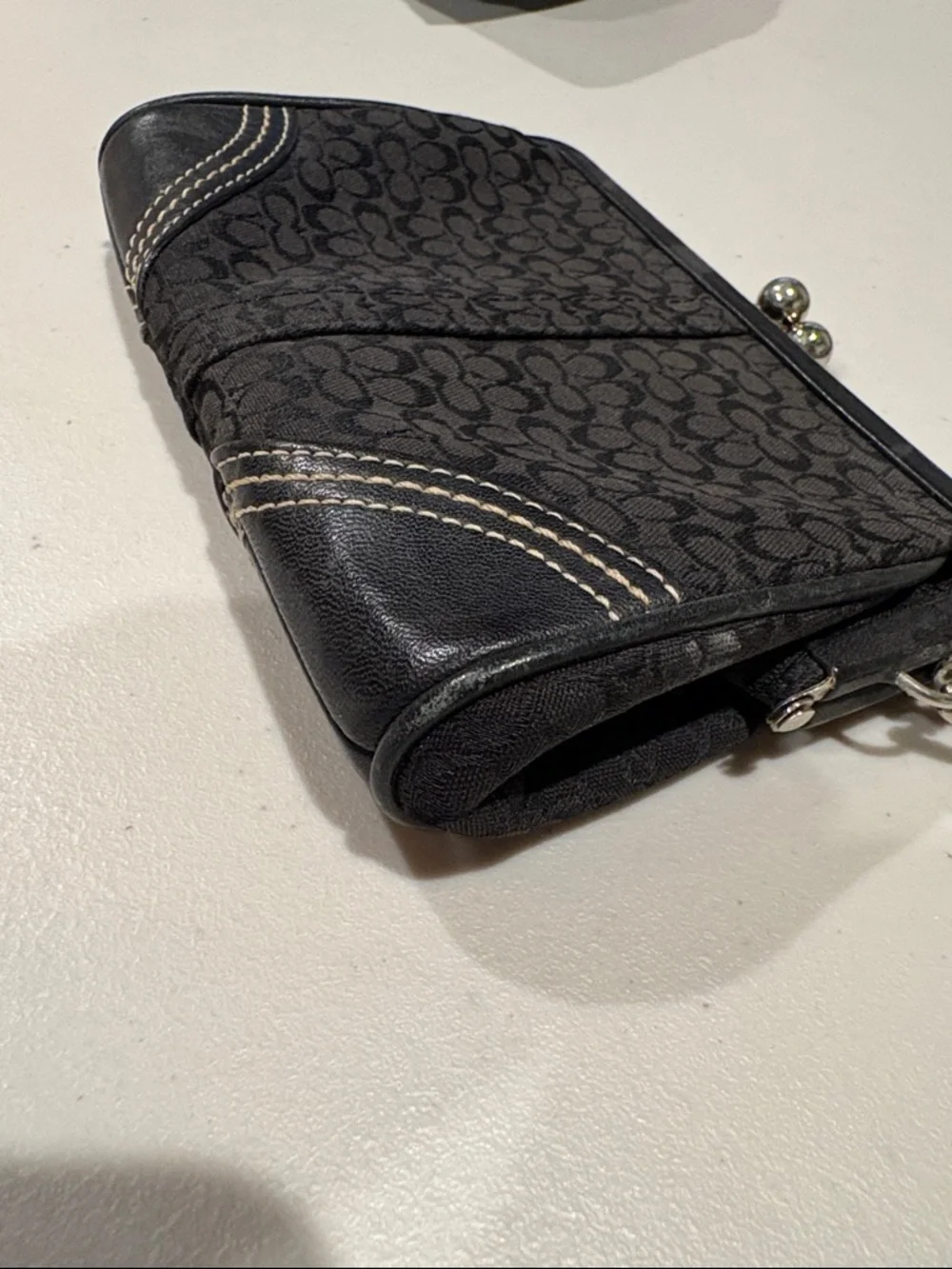 Coach - Vintage Soho Mini Signature jacquard kisslock wristet, purse. black